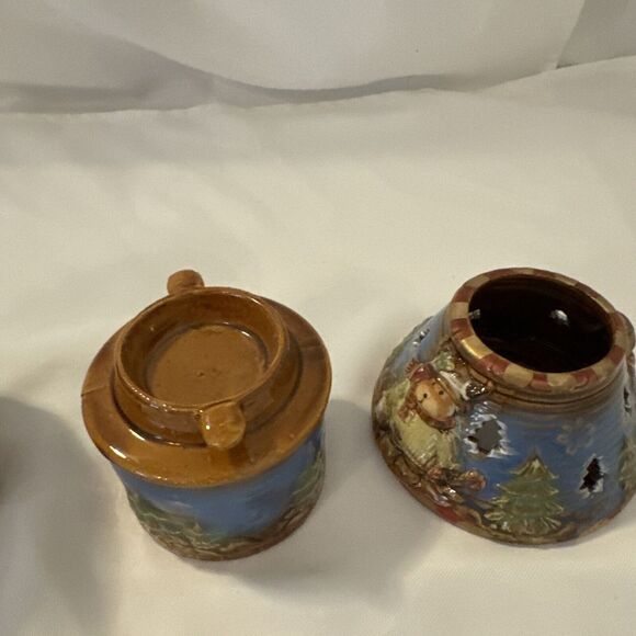 Kirklands Potters Garden Christmas Tealight fairy light Woodland Santa & Snowman - Picture 6 of 15